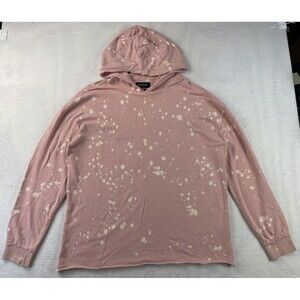 PacSun Women’s Large Oversize Pink Wash White Dot Splattered Pullover Hoodie